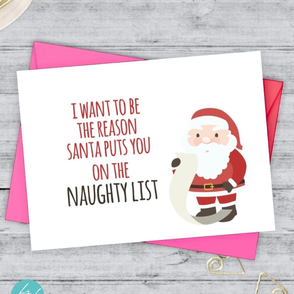 NWT Naughty List Christmas Card Set – Pink & White
